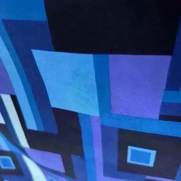 Vintage Allure 90s Blue Purple Abstract Eclectic Sleeveless Unique Dress 8 - Picture 6 of 17